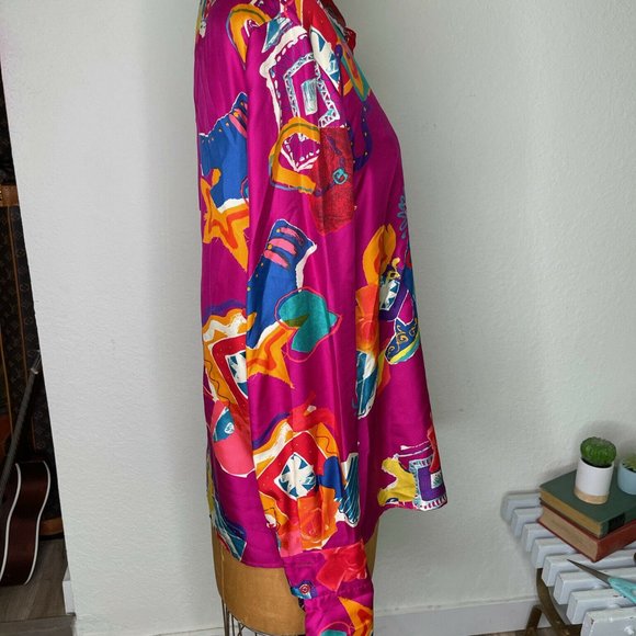 Louis Feraud Set Womens Pink Long Sleeve Collared Button Up Shirt Top Size 12 - Picture 4 of 12